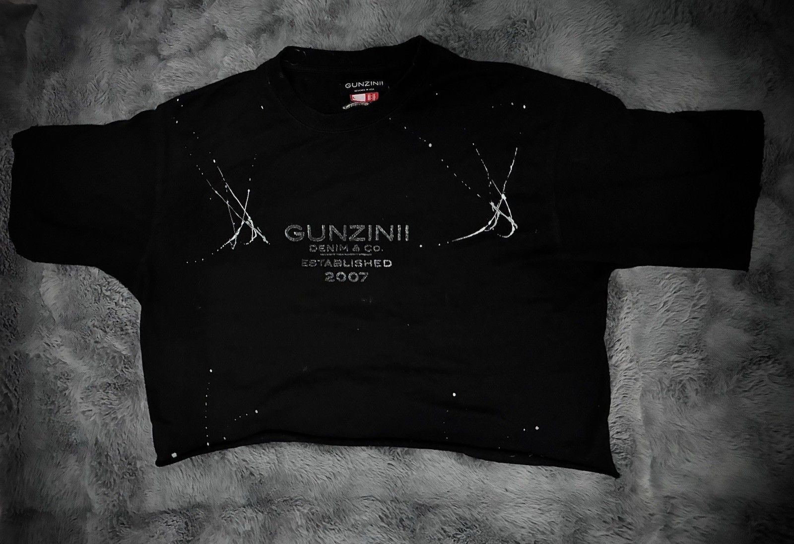 GUNZINII Angel Wings Graphic Print Black Cotton Men’s T-Shirt L Embroidered