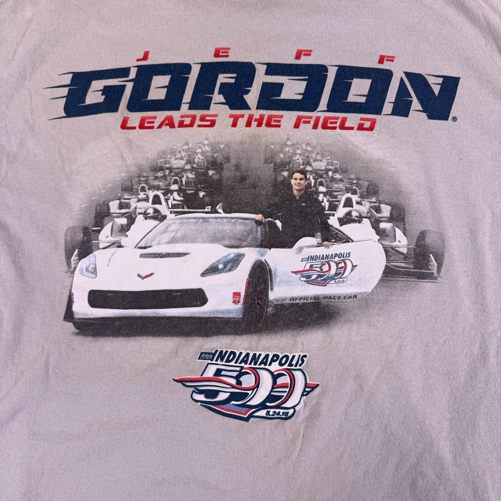 Delta Pro Weight Mens White Jeff Gordon 99th Indianapolis 500 T-Shirt Size Large