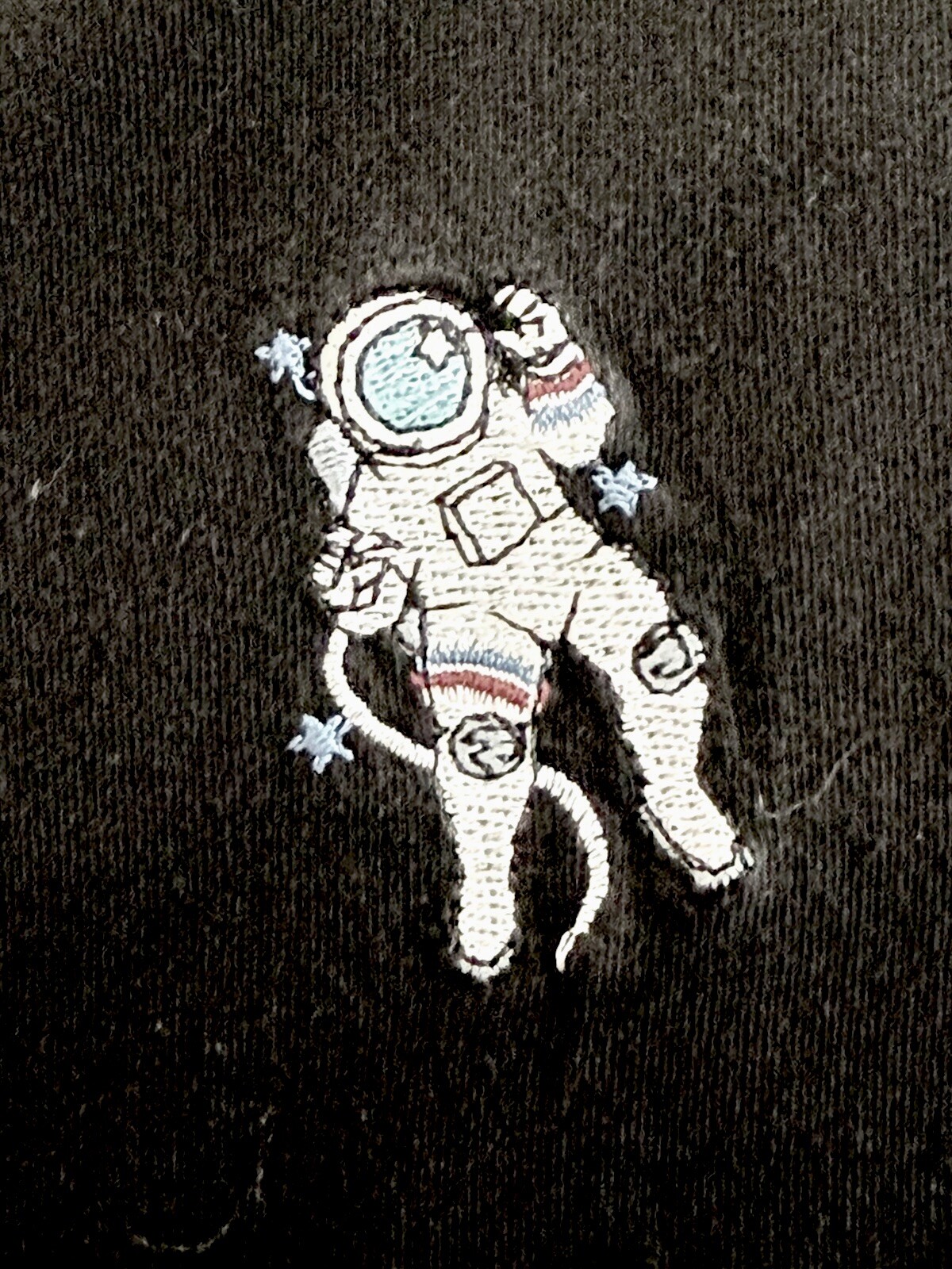 Medium NASA Embroidered Astronaut T Shirt, Black Eighty Eight Brand