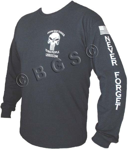 SOCOM Navy Seals Delta Force L/S T shirt S thru 3X BLACK Spec Ops Special Forces