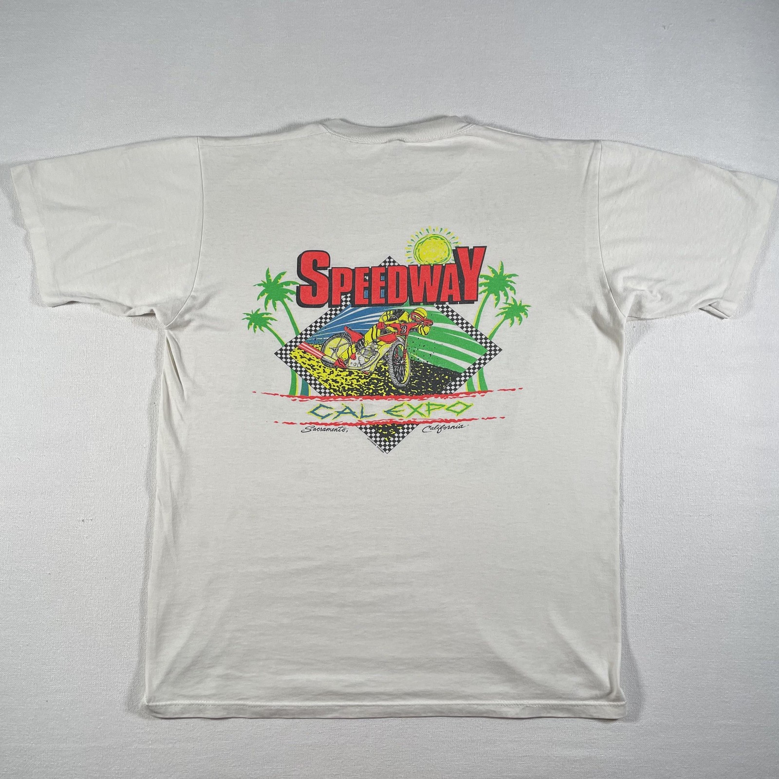 Vintage Speedway Racing Shirt Mens Large National Qualifier Cal Expo Signed 90s