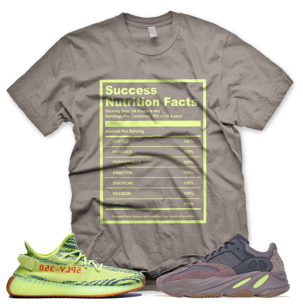 Brown SUCCESS FACTS T Shirt for Adidas YZ Boost 700 Mauve + 350 SEMI FROZEN