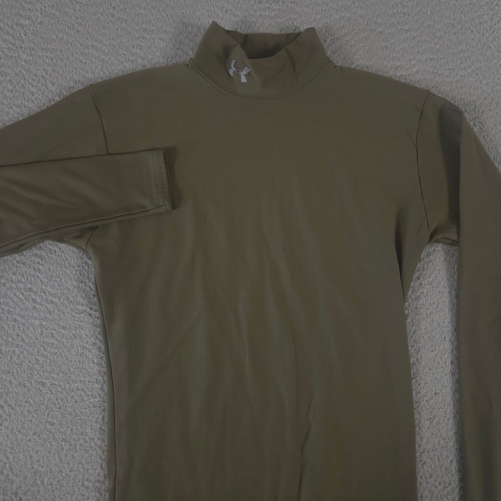 VINTAGE Under Armour Shirt Mens M Olive ColdGear Compression Mock Neck Y2K
