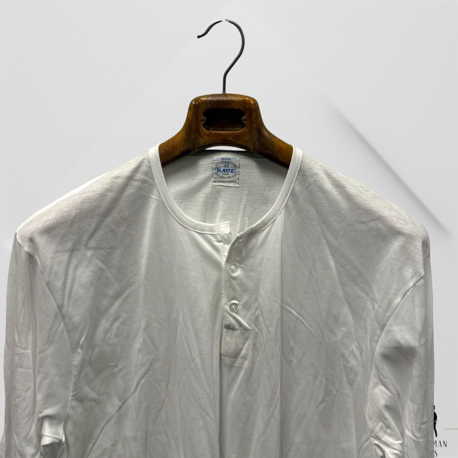 Vintage 50s Race Brand Henley Long Sleeve Shirt Republican Workwear White Sz 44
