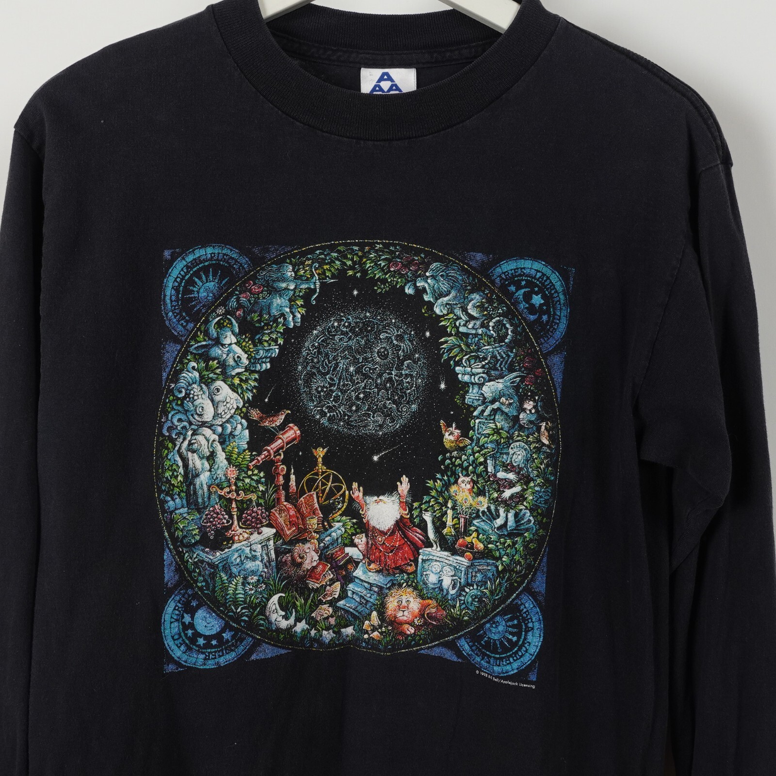 Vintage 90s The Astrologer Bill Bell Wizard Long Sleeve T Shirt Size Small 1998