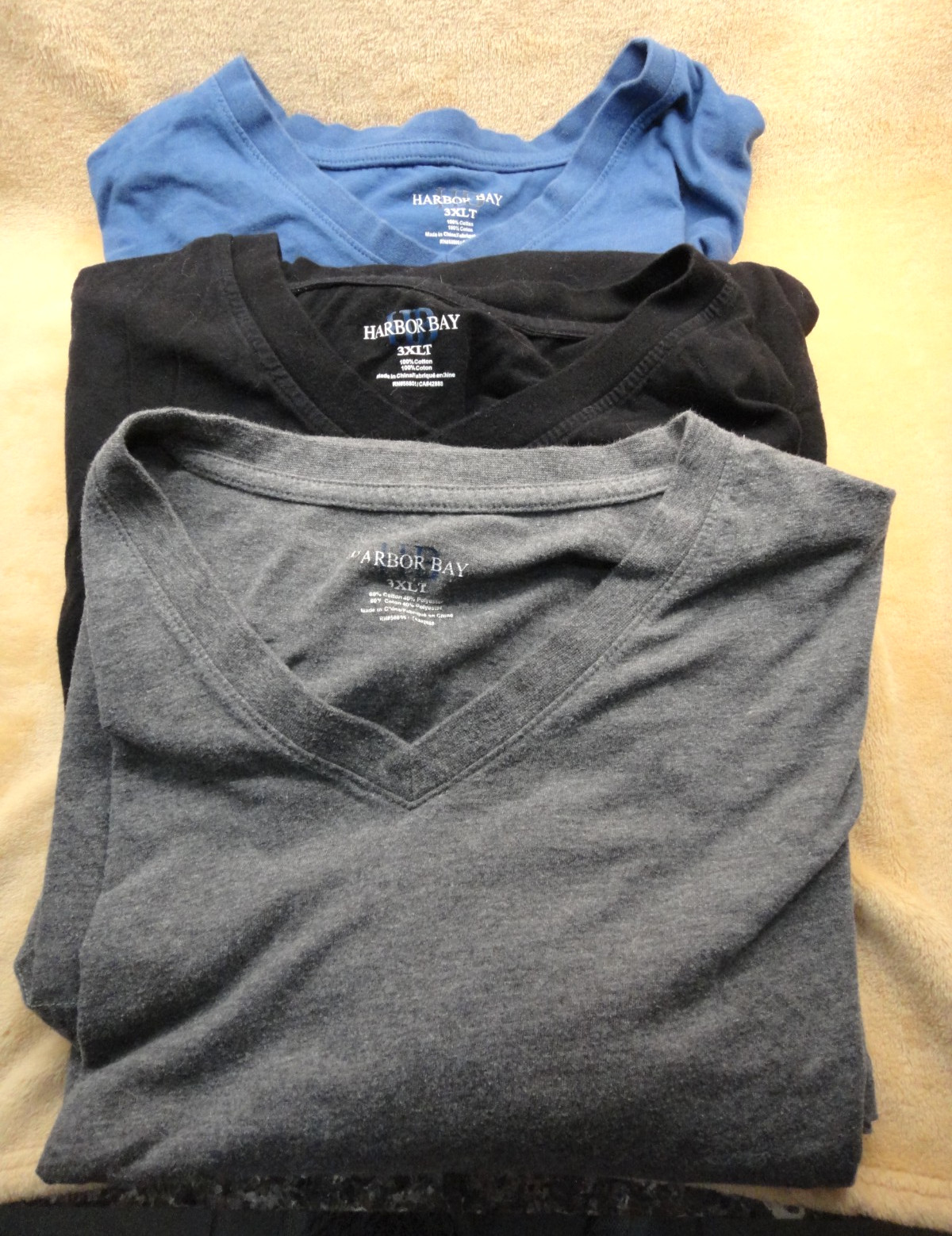 3 Men’s Harbor Bay V-Neck Short Sleeve T-Shirts 3XLT – Tall