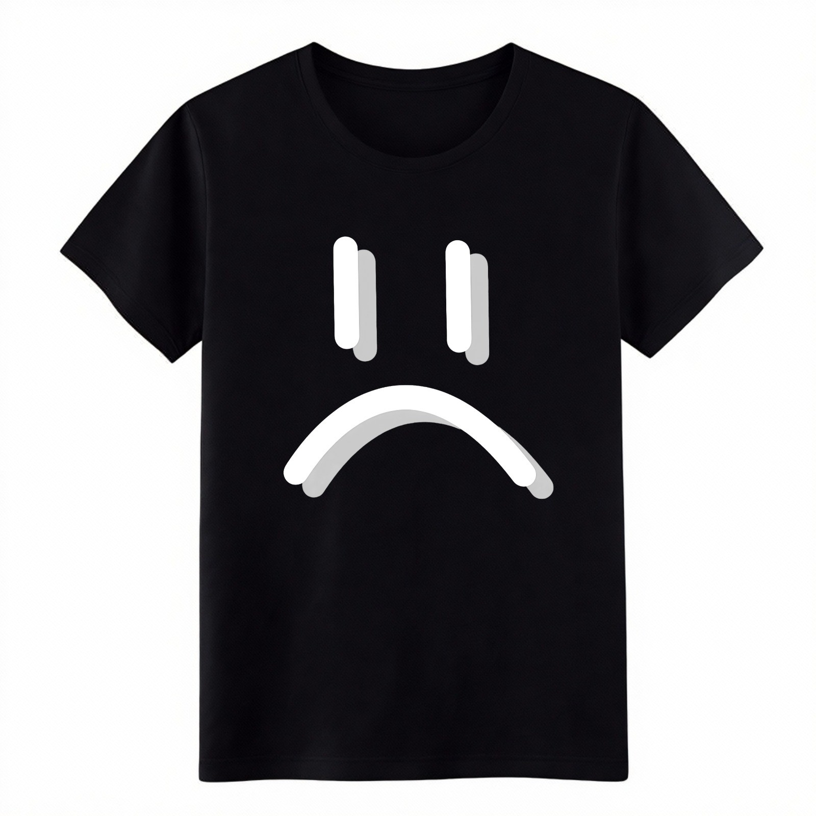 Unisex Edgy Sad Face Emoji Print Tee|Daily Errands & Street Style Casual T-Shirt