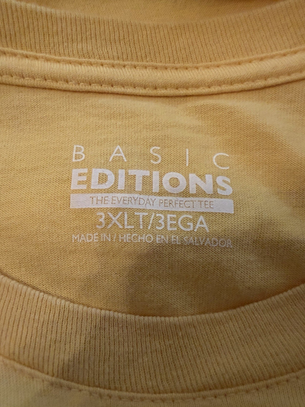 Basic Editions Men’s 3XLT T-Shirt Pastel Yellow Crew Neck Pocket Tee Big & Tall
