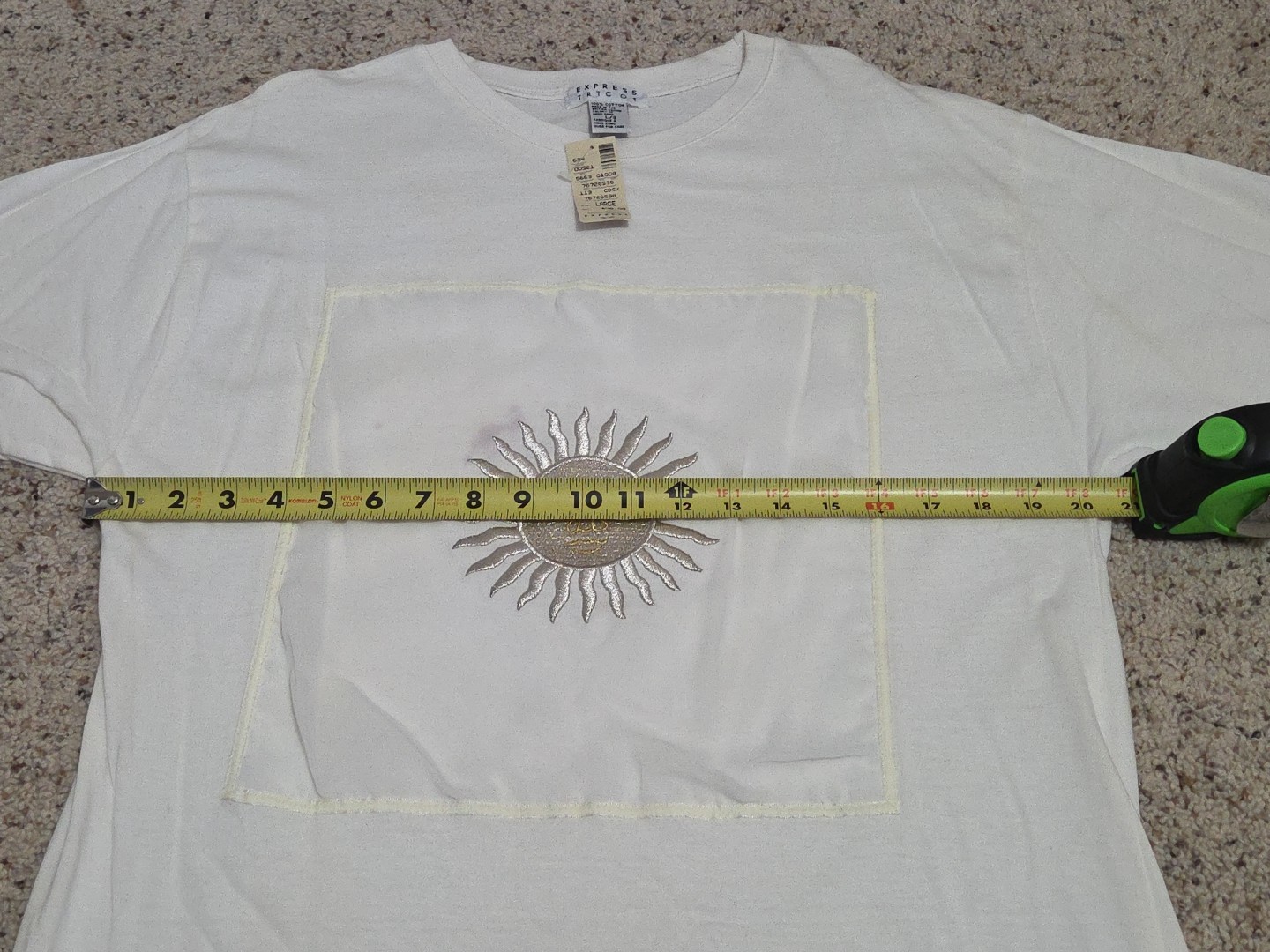 Vtg New W/ Tags Express Tricot T-Shirt Size Large Single Stitch Embroidered Sun