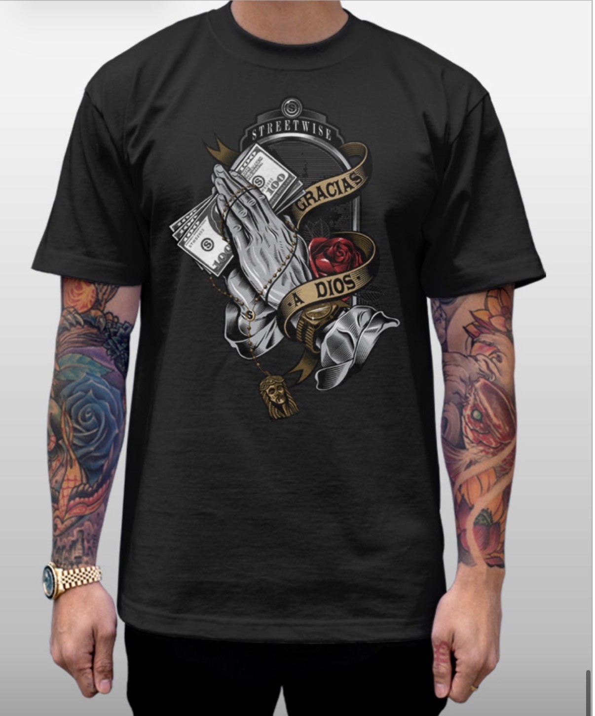 Streetwise Gracias Graphic T-Shirt Black M-L-XL-2XL-3XL-4XL-5XL