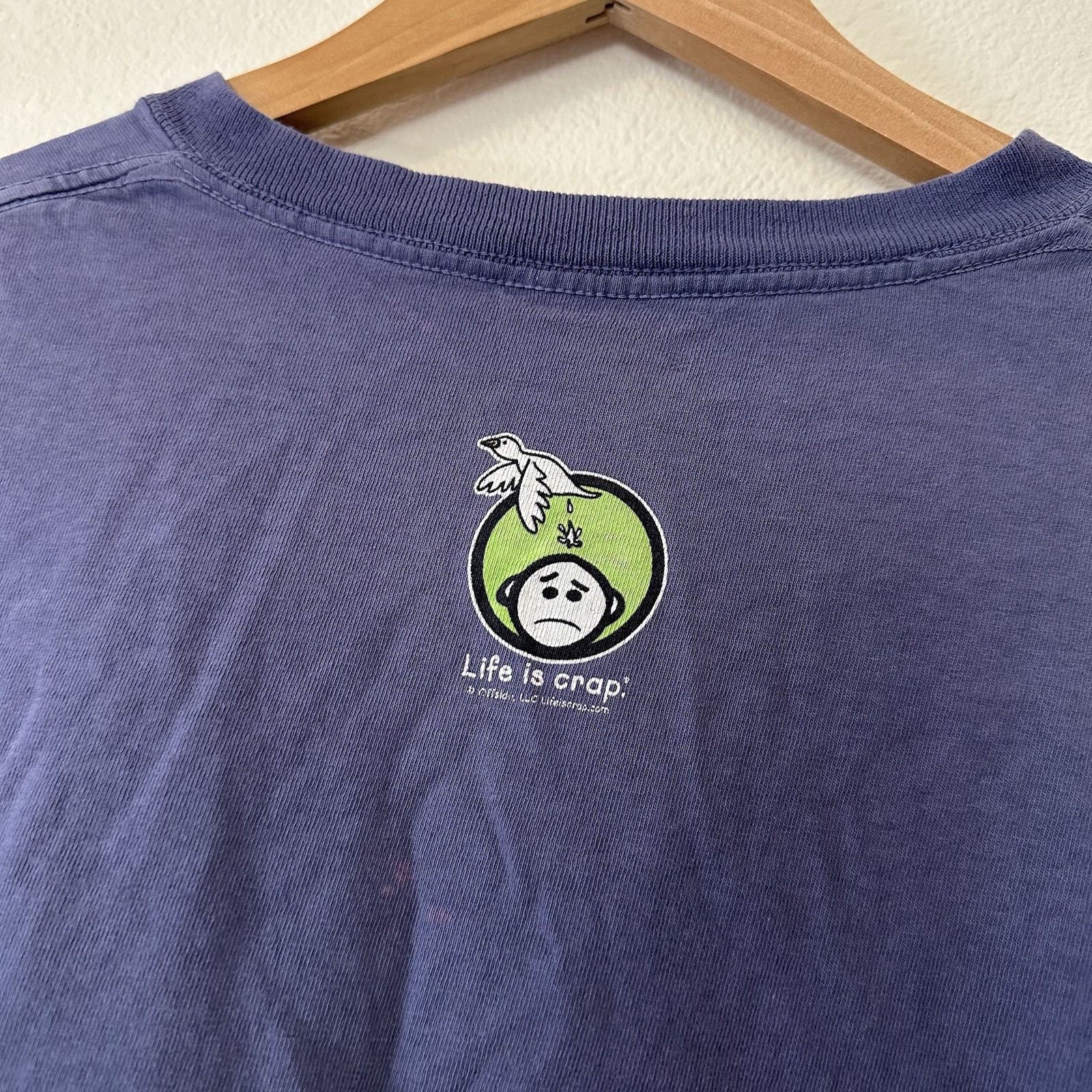 Life is Crap Gas Pump First Born Graphic Tee XXL Navy Humor Y2K 2000s Faded