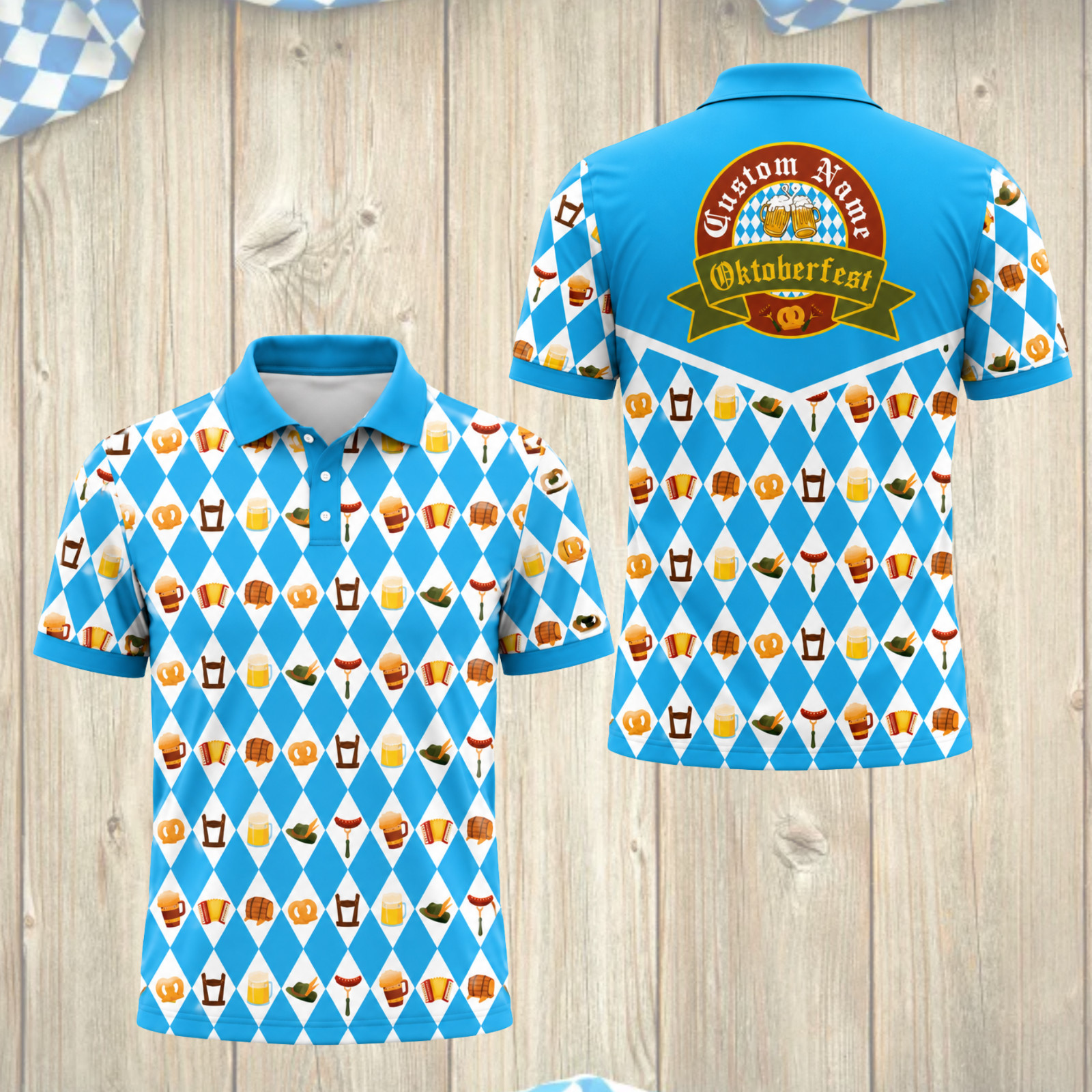 Oktoberfest Polo Shirt Custom Name German Beer Festival Bavarian Shirt (S-5XL)