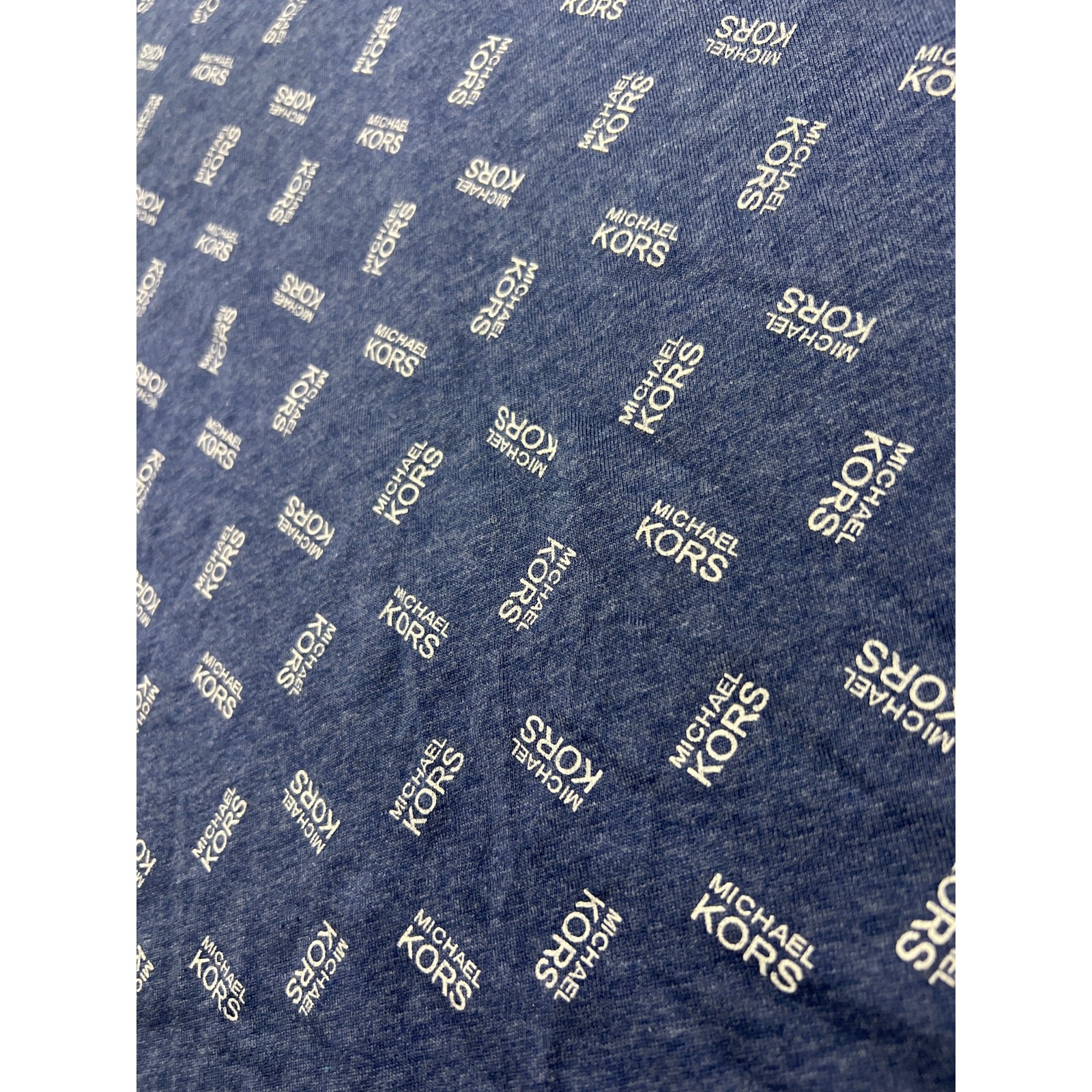Michael Kors Men’s Allover Print Indigo Blue White Shirt Tee Size Large L New