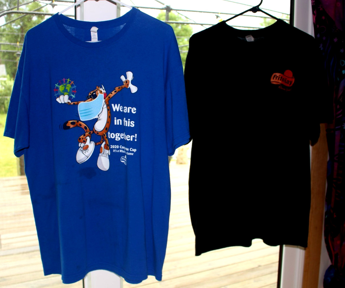 Frito Lay Lot (2) XL T-shirts Both feature Chester Cheetah Black & Blue