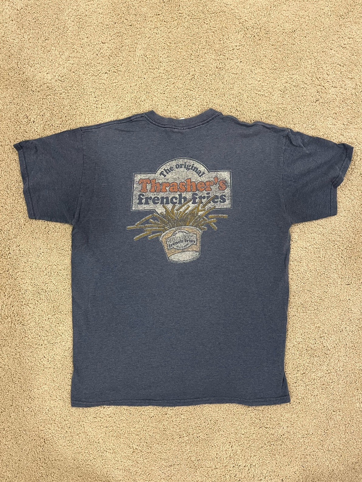 Thrasher’s French Fries Rehoboth Beach Delaware T-Shirt Navy Blue Large Gidan