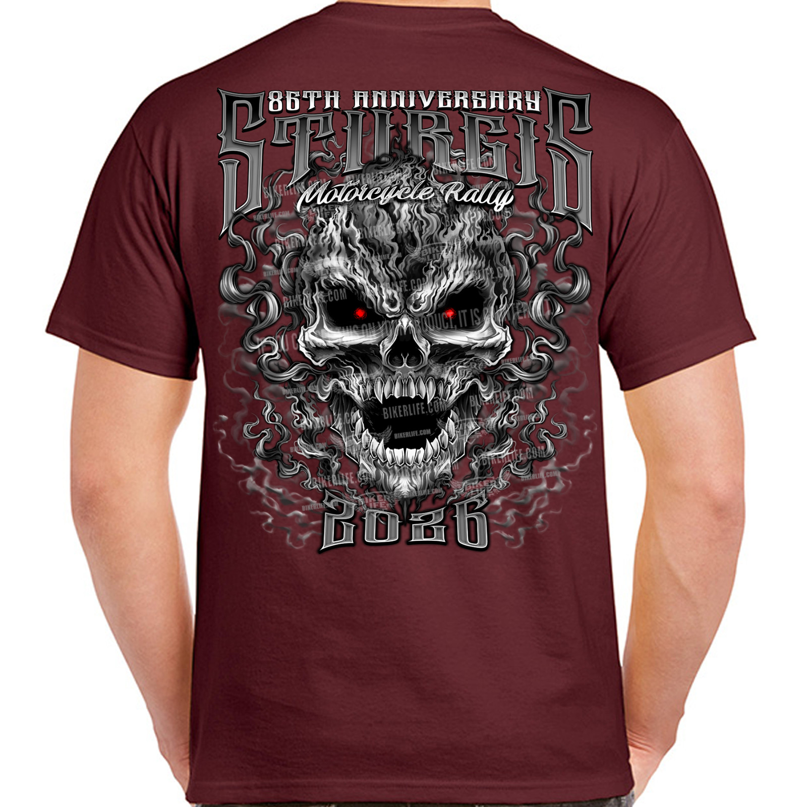T-Shirt 2026 Sturgis Motorcycle Rally Wicked Skull No Harley