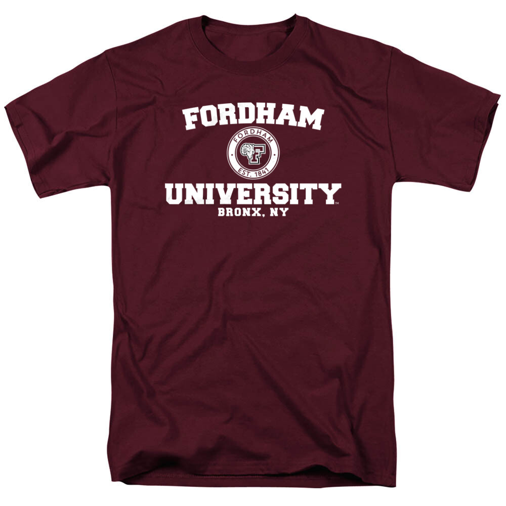 Fordham University Adult T-Shirt Circle Logo, Maroon, S-3XL