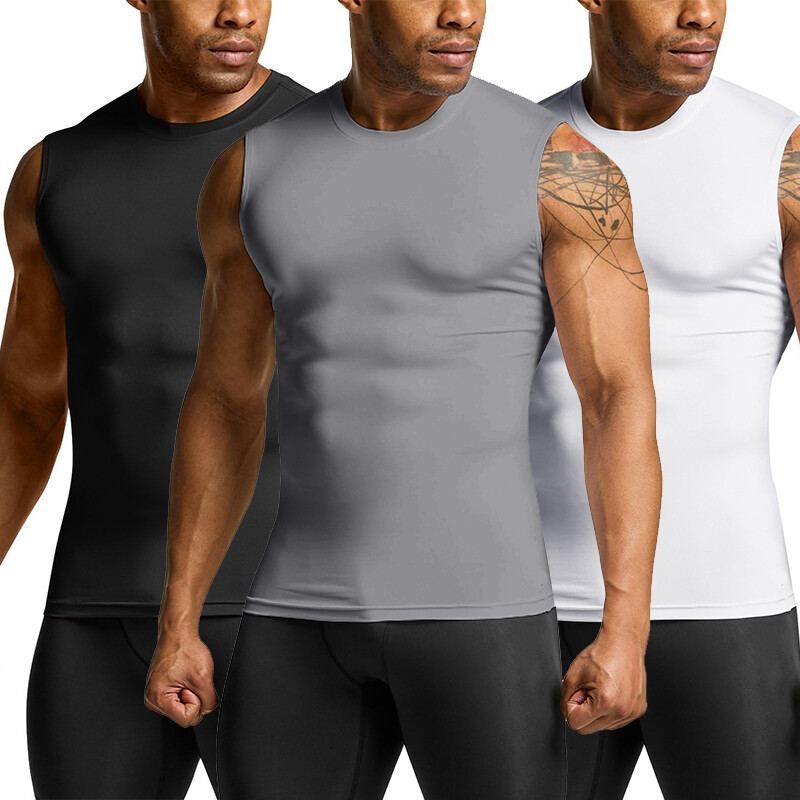 Men’s Cool Dry Compression Base Layer Tank Top Sports Running Basketball Workout
