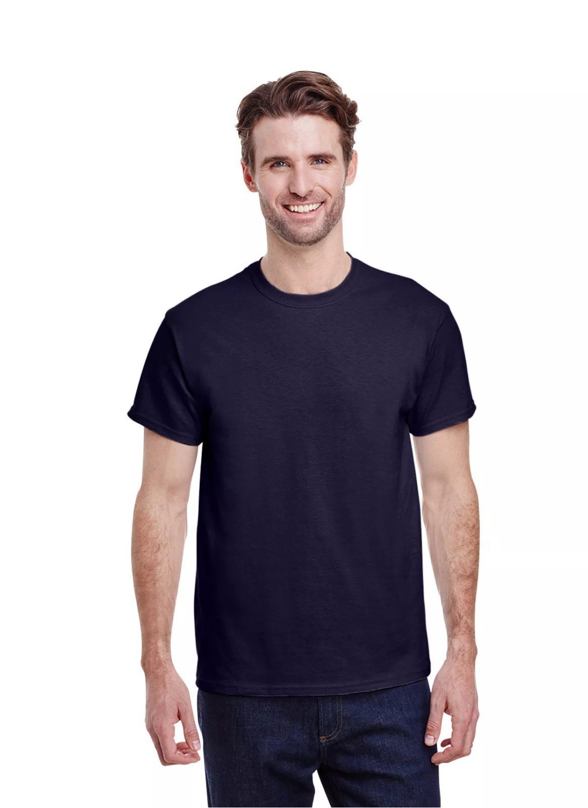 Gildan Men’s T-Shirt Heavy Cotton Short Sleeve Plain Blank Navy Tee Sz 2XL New