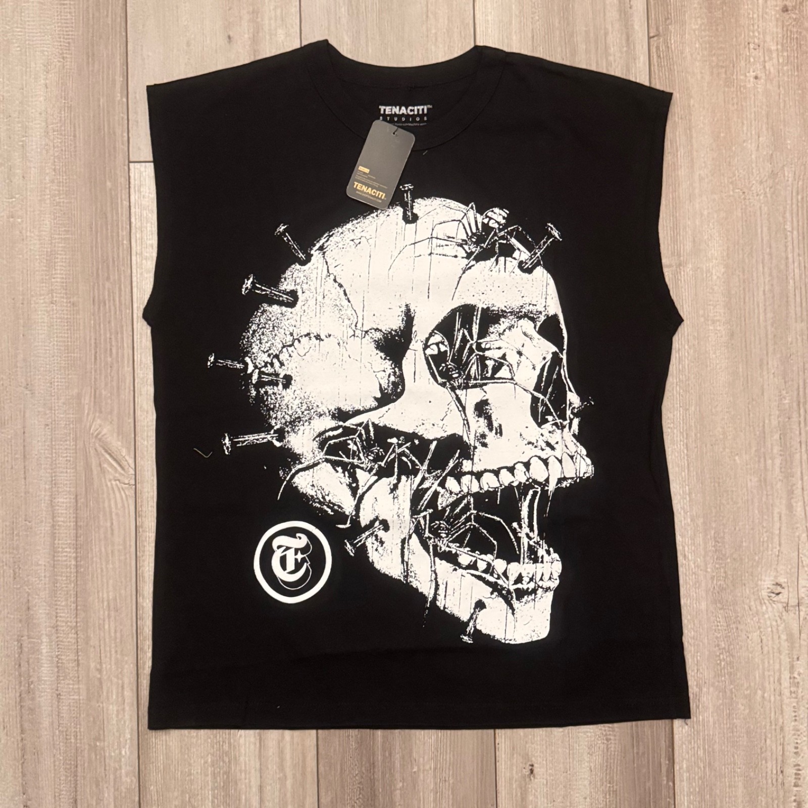 Tenaciti Studios Skull Graphic Muscle Tee M Black Call Out Racist Streetwear NW