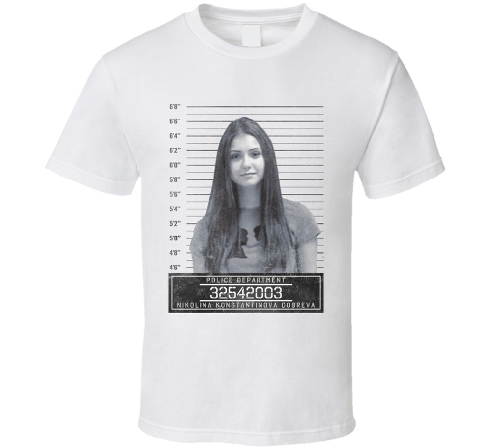 Nina Dobrev Celebrity Mugshot Police Department T Shirt