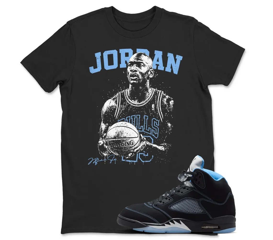 Shirt to Match JD 5 Black University Blue Clothing, BLACK/WHITE
