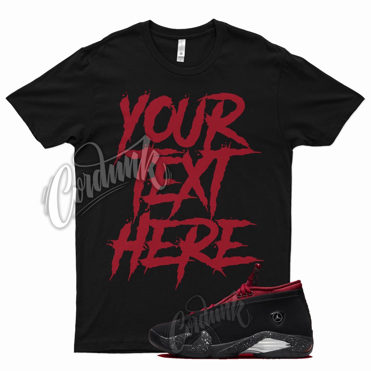 Black CUSTOM T Shirt for J1 14 Low Iconic Red Lipstick Gym Red