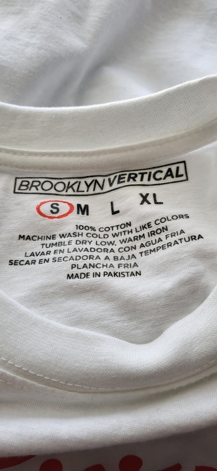 Brooklyn Vertical Cherry Bomb White Graphic Women’s Short Sleeve T-Shirt Size S
