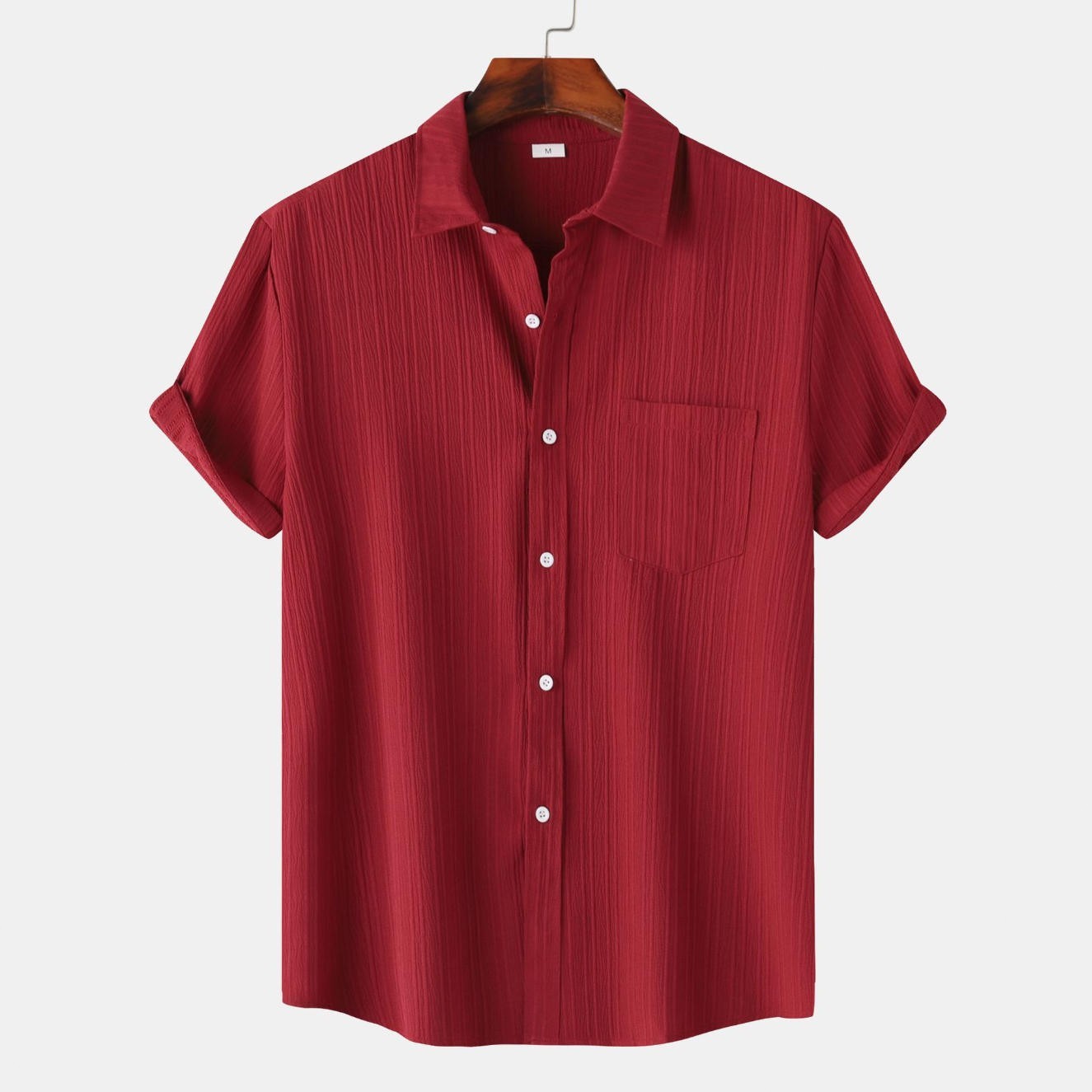 Men’s Solid Striped Shirt Bamboo Silk Casual Summer Beach Fashion Top Tee Gift