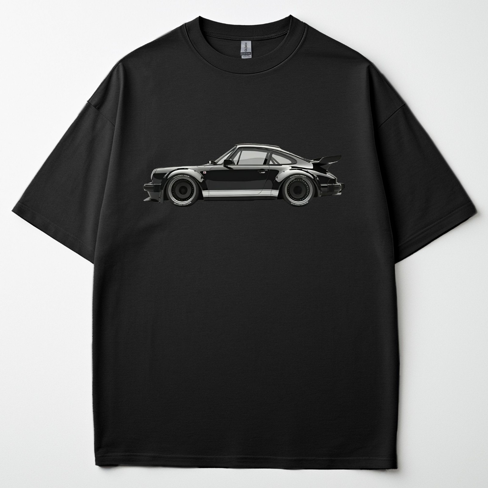 Black 911 Turbo T-Shirt Vintage Air Cooled Graphic Tee Classic Sports Car Gift