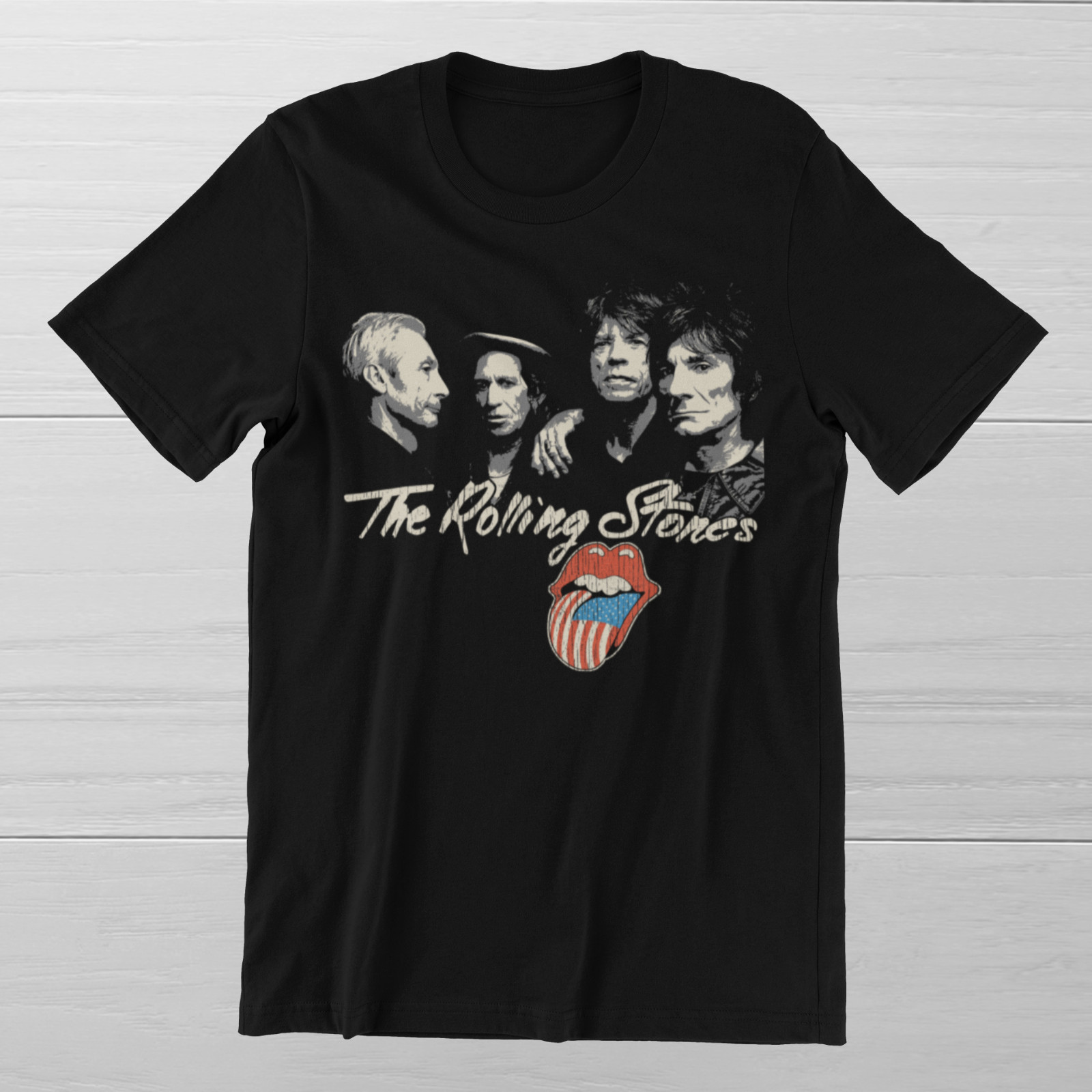 THE ROLLING STONES T-Shirt Mick Jagger 60s English Rock Band Ringspun Cotton Tee