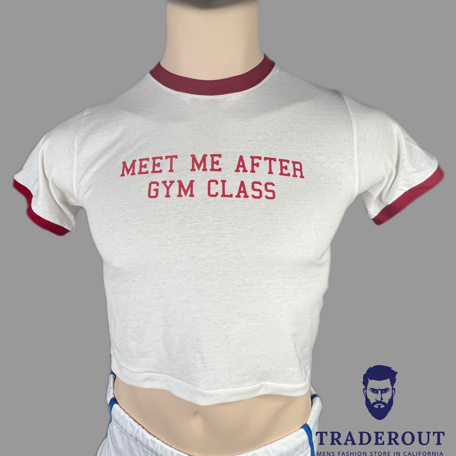 Meet Me After Gym Class Custom print men vintage White ringer crop top T-shirt