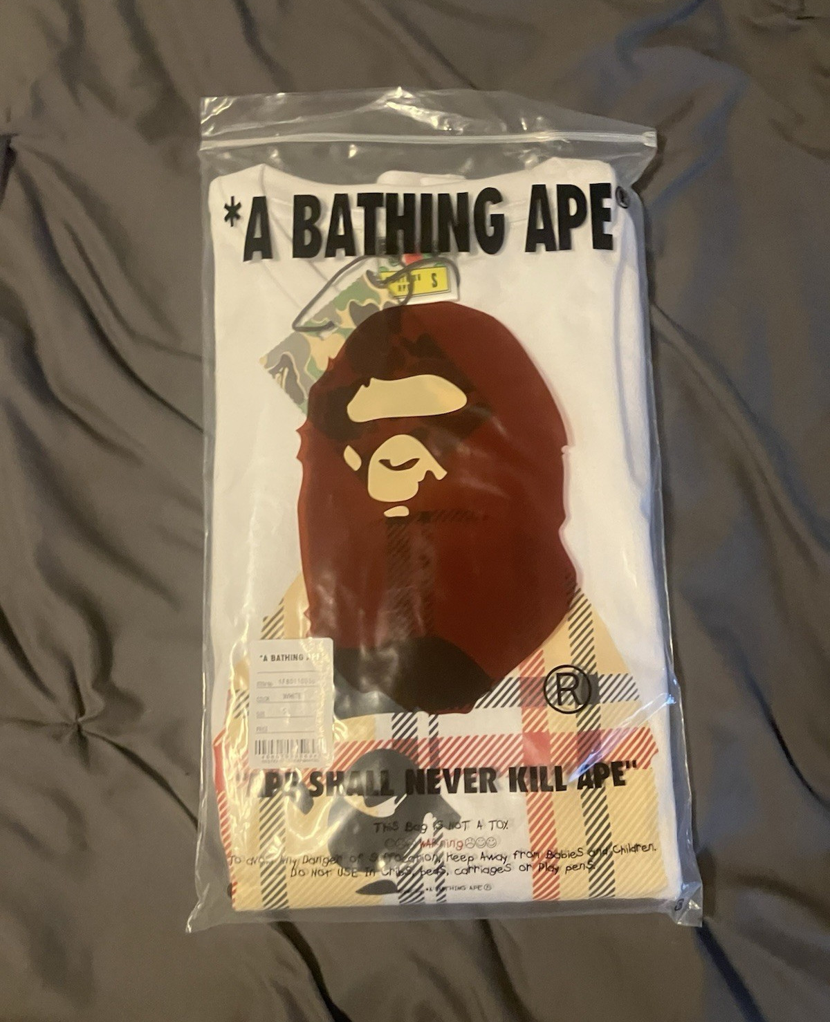 A Bathing Ape BAPE White Ape Head Graphic Logo Cotton Crew Neck Tee Men’s S