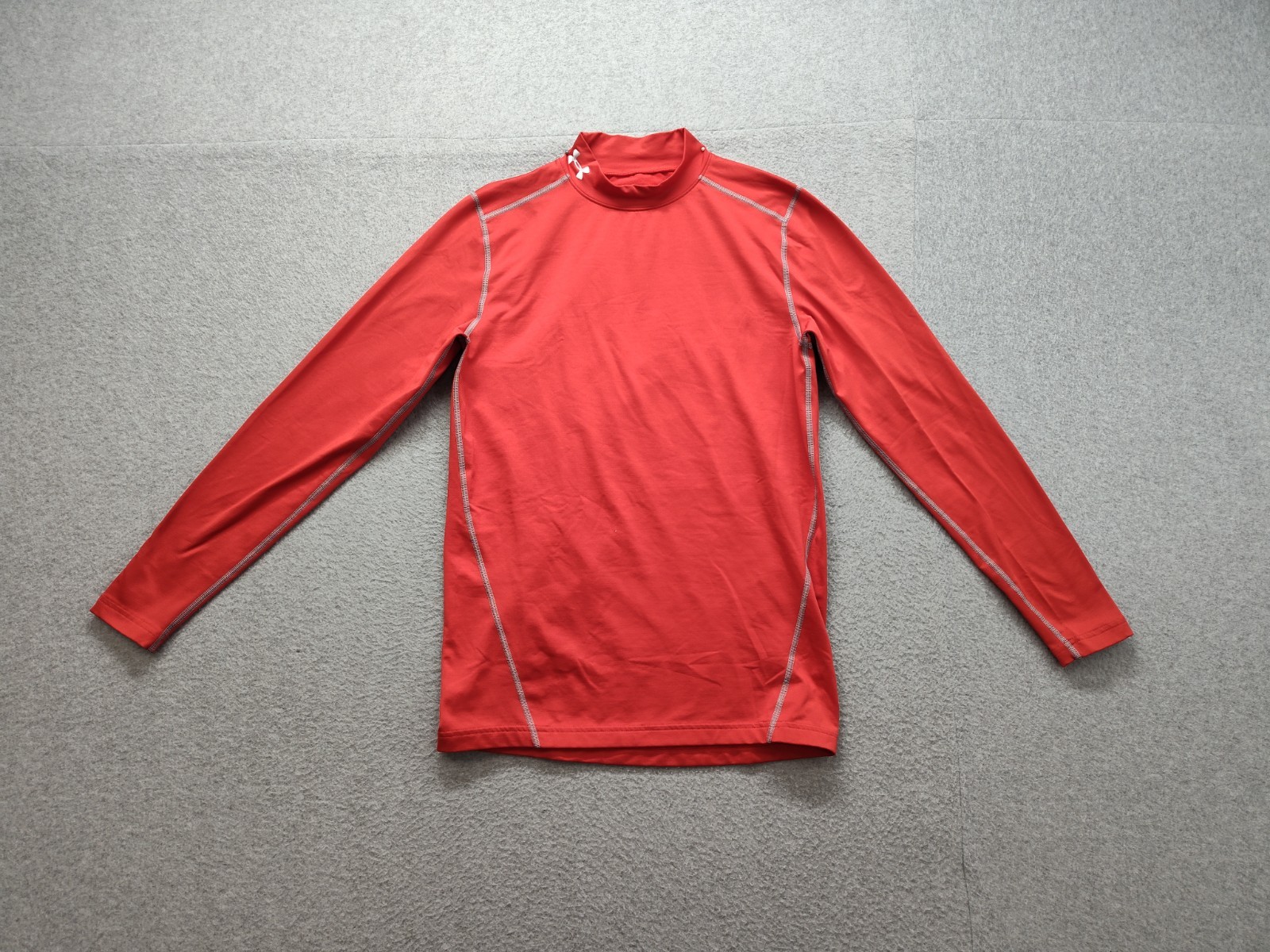 Under Armour Coldgear Men Shirt SM Red Logo Mock Neck Long Sleeve Outdoor Wear
