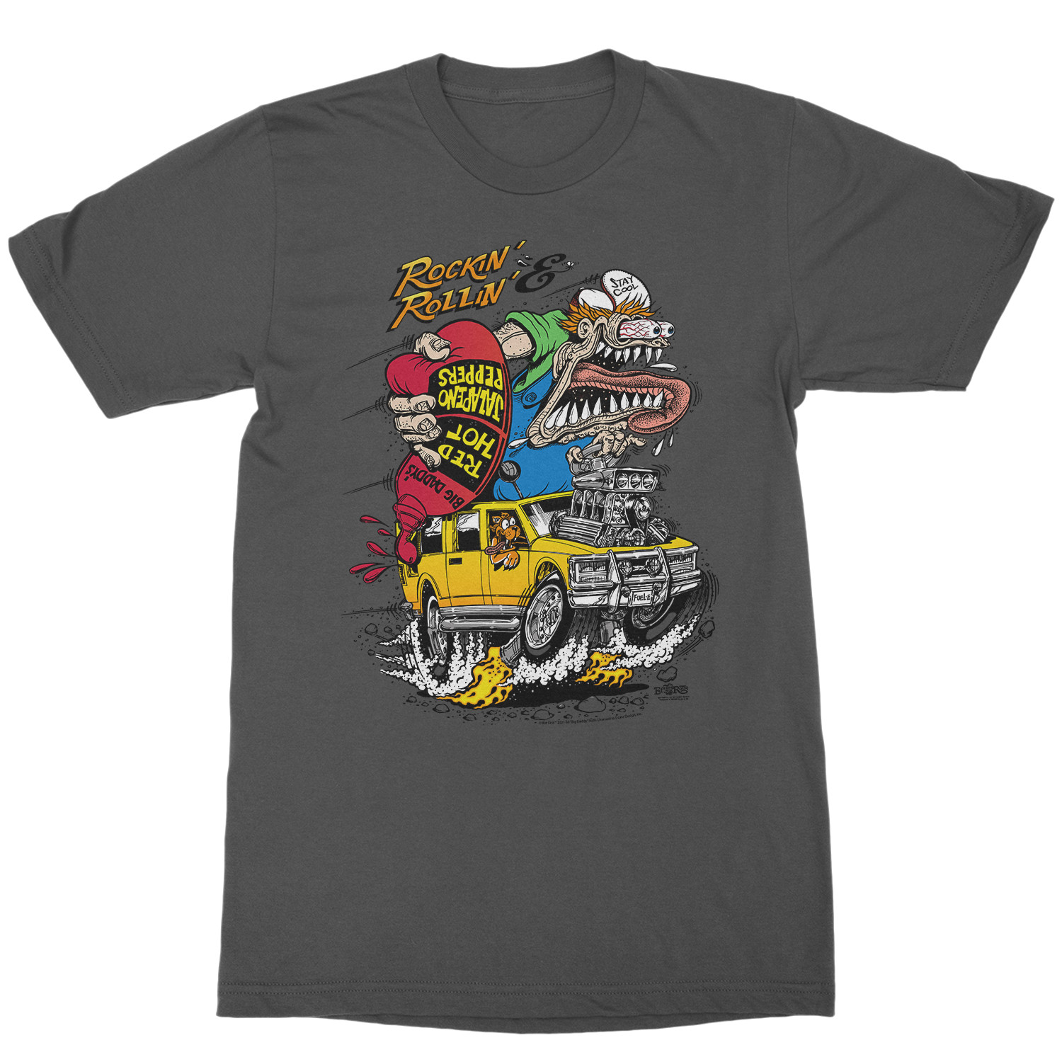 Rat Fink Rockin & Rollin Big Daddy’s Red Hot Jalapeno Peppers Men’s T-Shirt XL