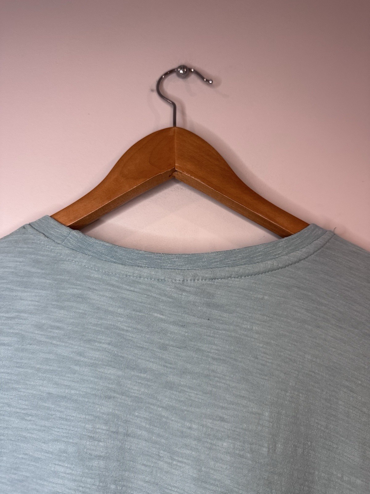 Quicksilver Logo T-Shirt Blue Pocket Tee Surf Skate Size Large Y2K Chambray