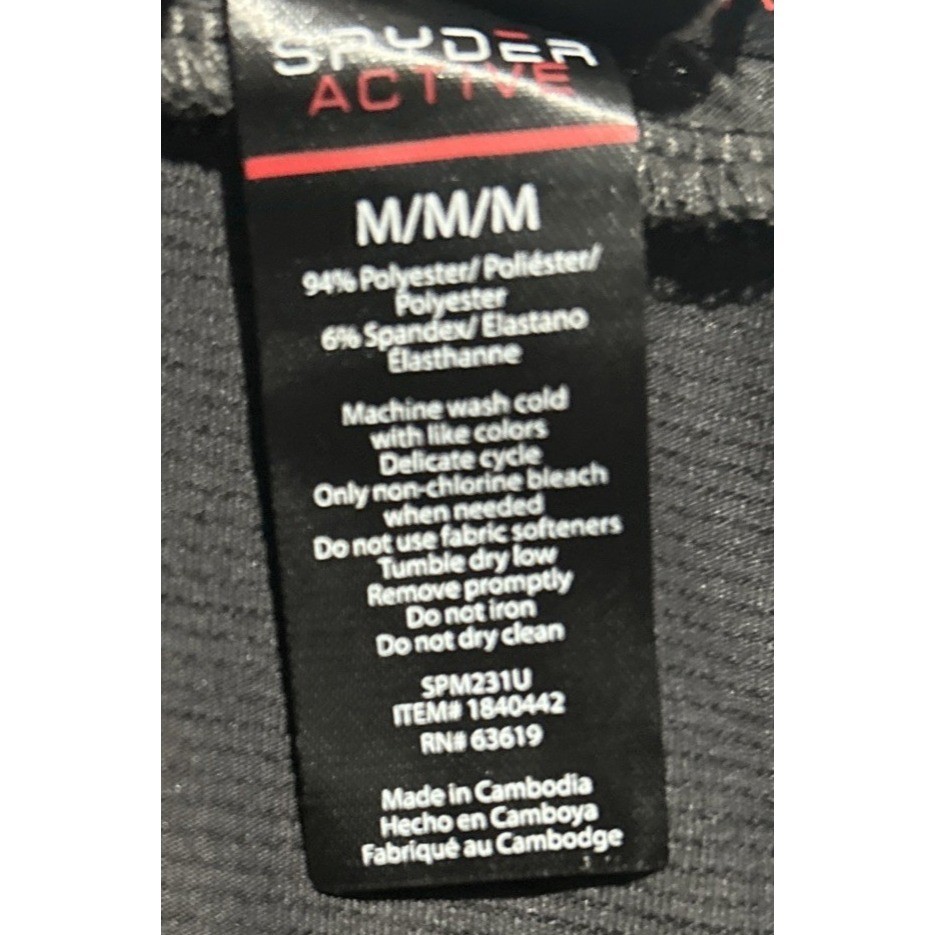 Spyder Active Gray Training T Shirt Mens Medium Gym Workout Athletic NEW