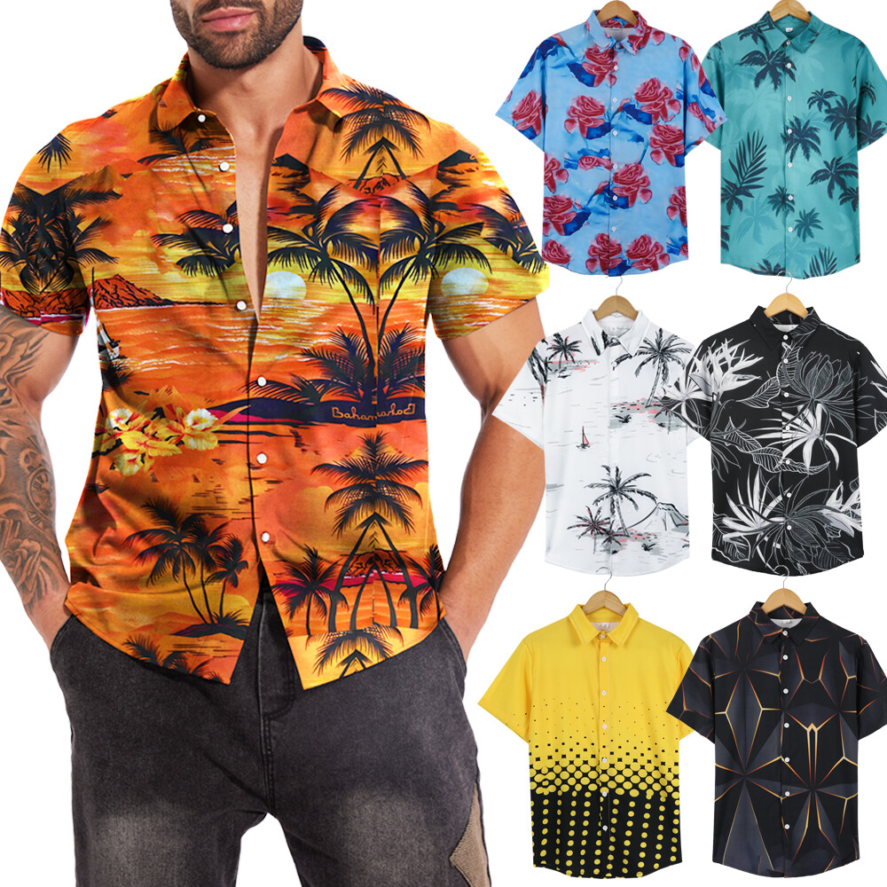 Hawaiian Shirts Mens Aloha Summer Casual Beach Button Down Cruise Holiday Party