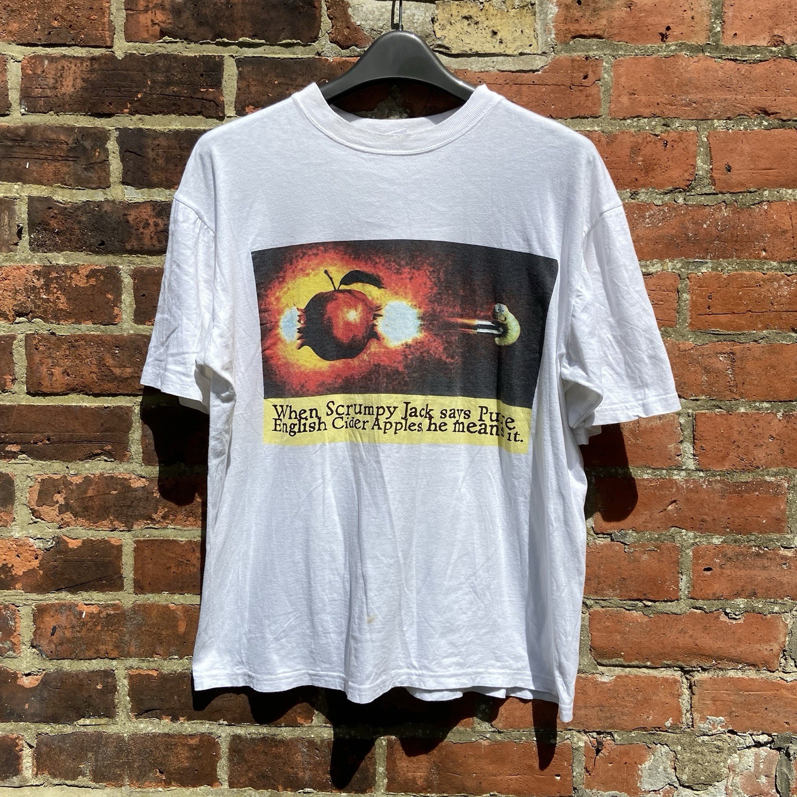Vintage Scrumpy Jack Cider T Shirt Large Shooting Maggot 90s Promo Breweriana