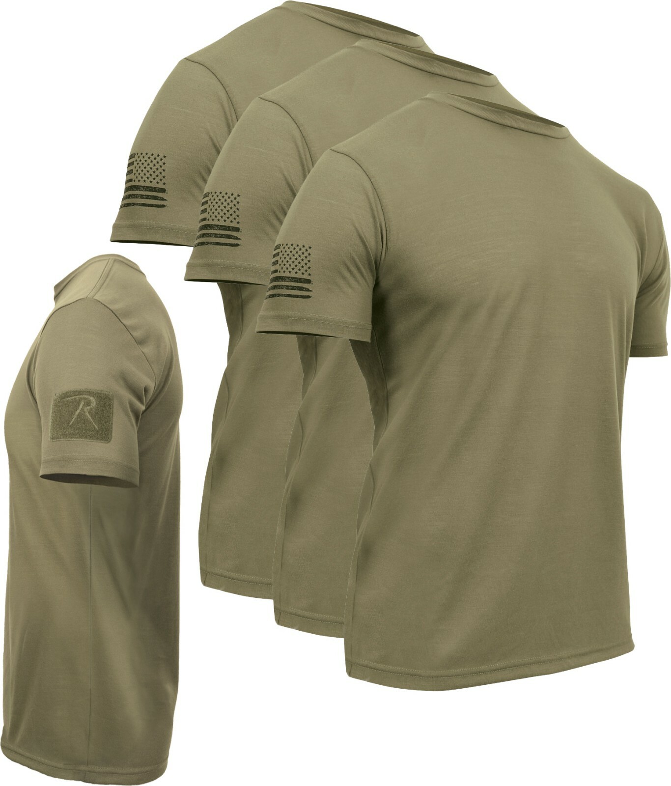 Coyote Brown AR 670-1 US Tactical T-Shirts Athletic Muscle Patch Loop Tee 3 Pack
