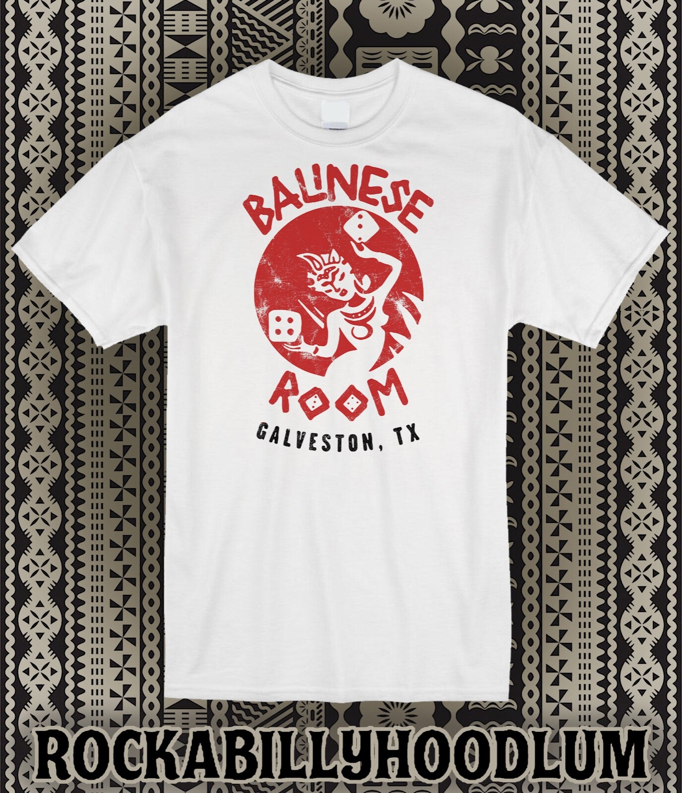 Retro Tiki tee T Shirt Bar Restaurant Mug Rum Polynesian Balinese Room TX