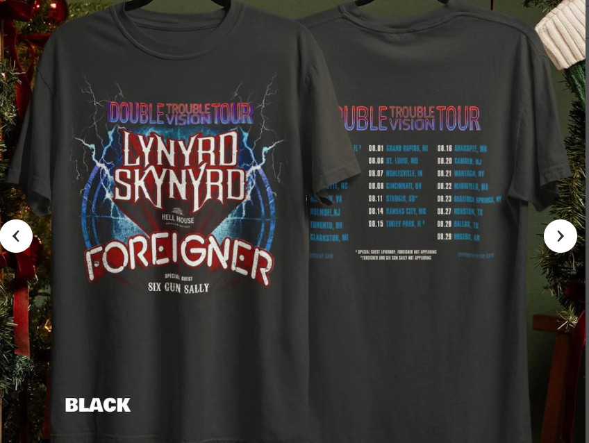Unisex Foreigner, Lynyrd Skynyrd Double Trouble Vision Tour 2026 Shirt, Classic
