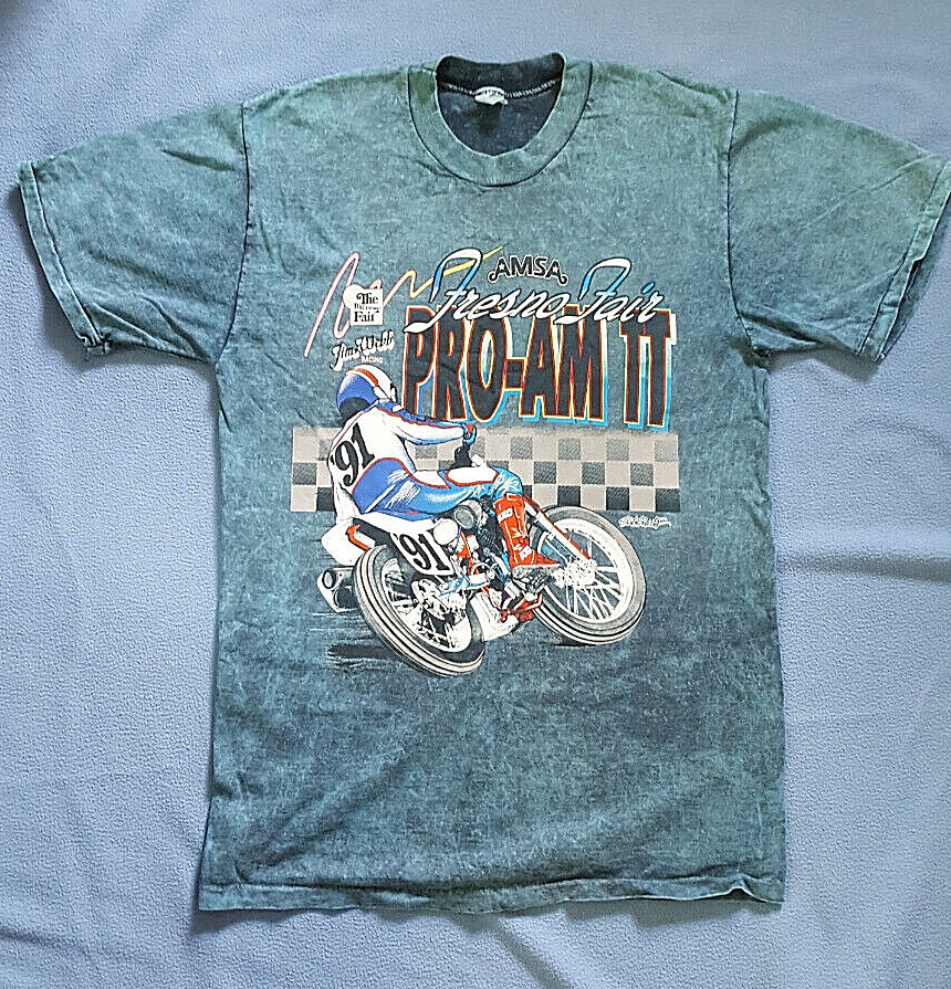 Vintage 1991 Fresno Speedway AMSA Motorcycle Race T-Shirt Single stitch