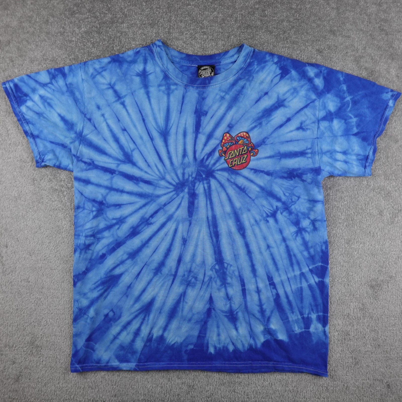 Santa Cruz Skateboards Shirt Men’s L Blue Tie Dye Magic Mushrooms Graphic Tee