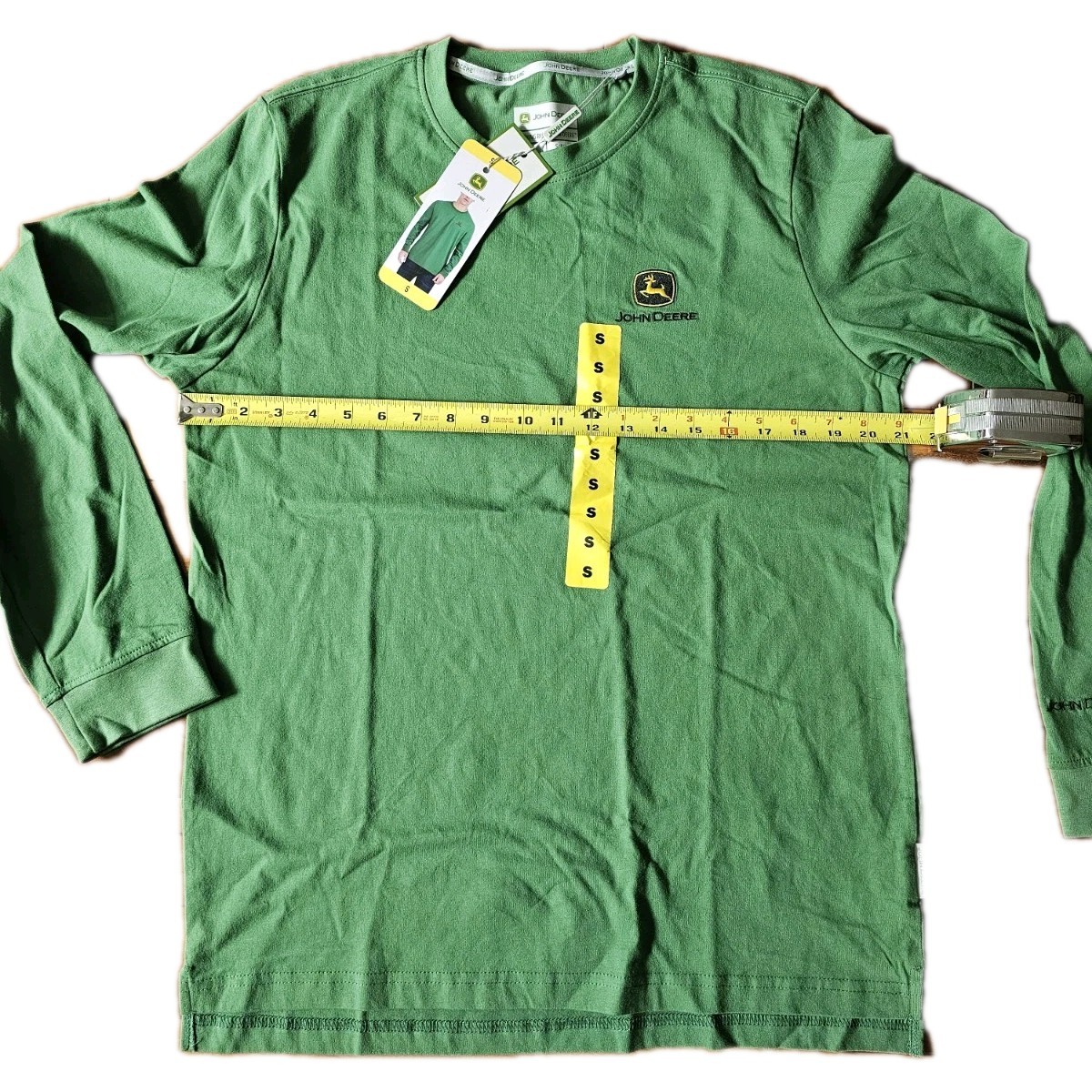 John Deere Men’s Long Sleeve Green T-Shirt tee Logo Size S NWT