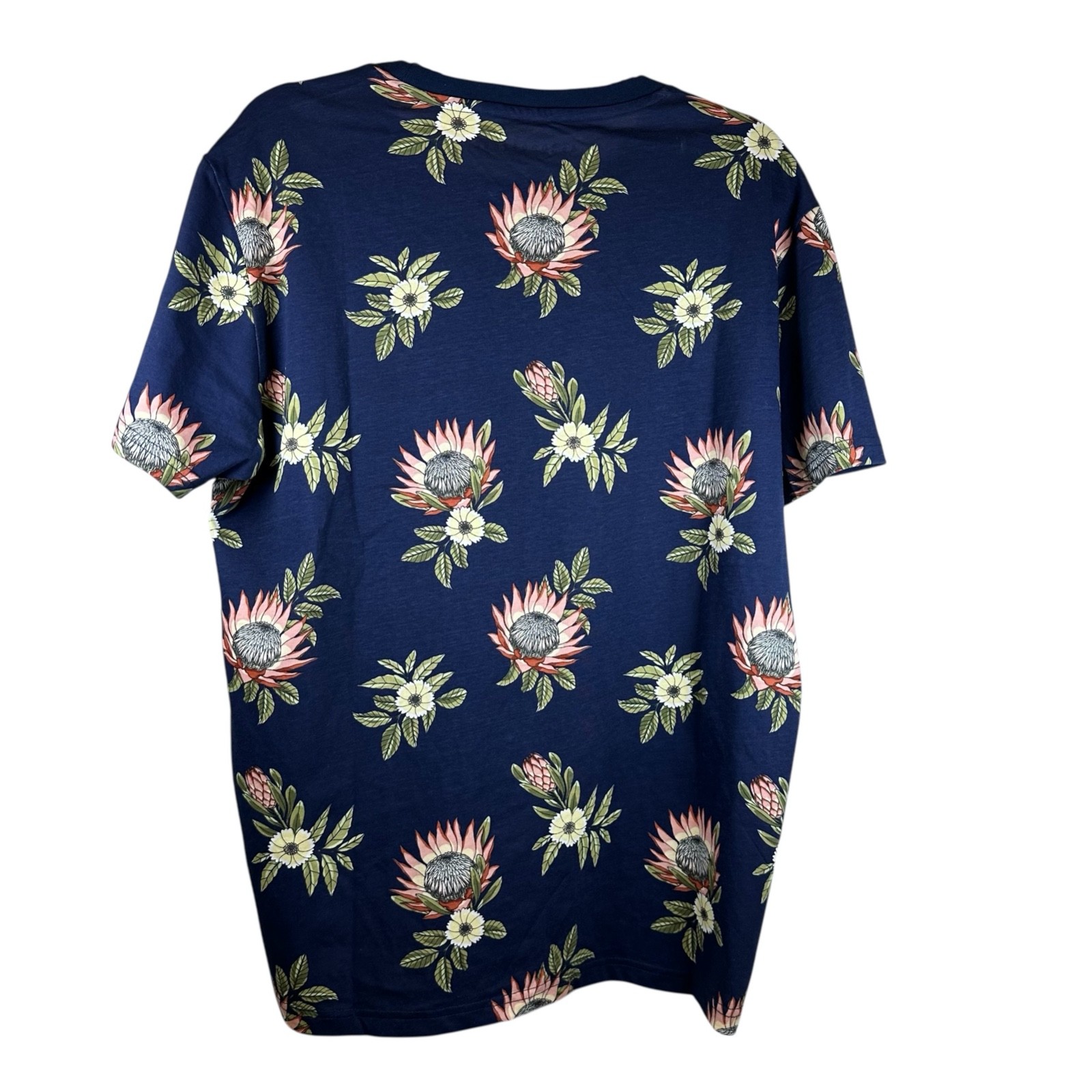 New Aéropostale Men’s Large Protea Floral T-Shirt Navy Blue Botanical Tropical