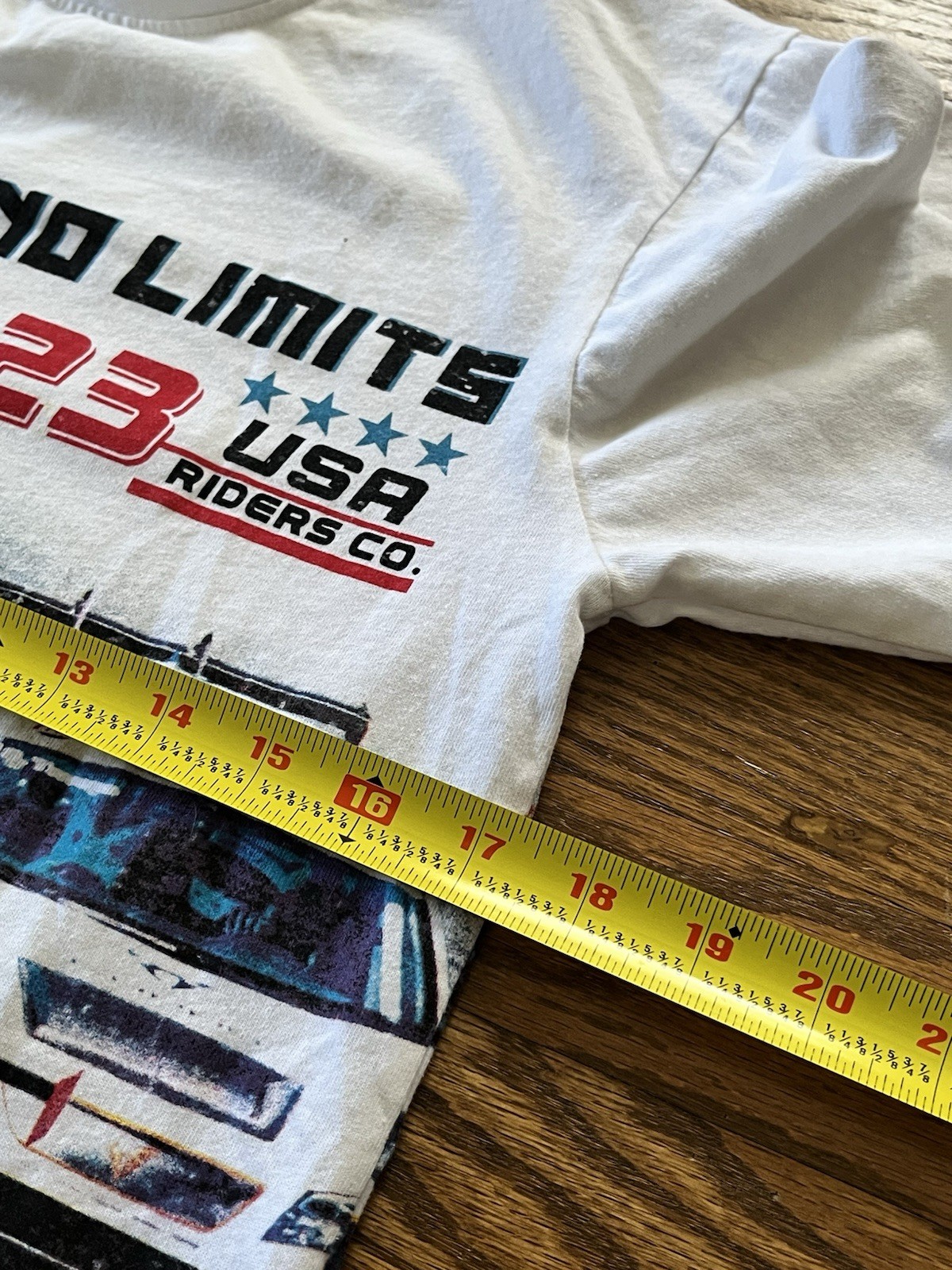 Recycled Threads Mens No Limits USA Riders Co Racing Graphic T Shirt Small AOP