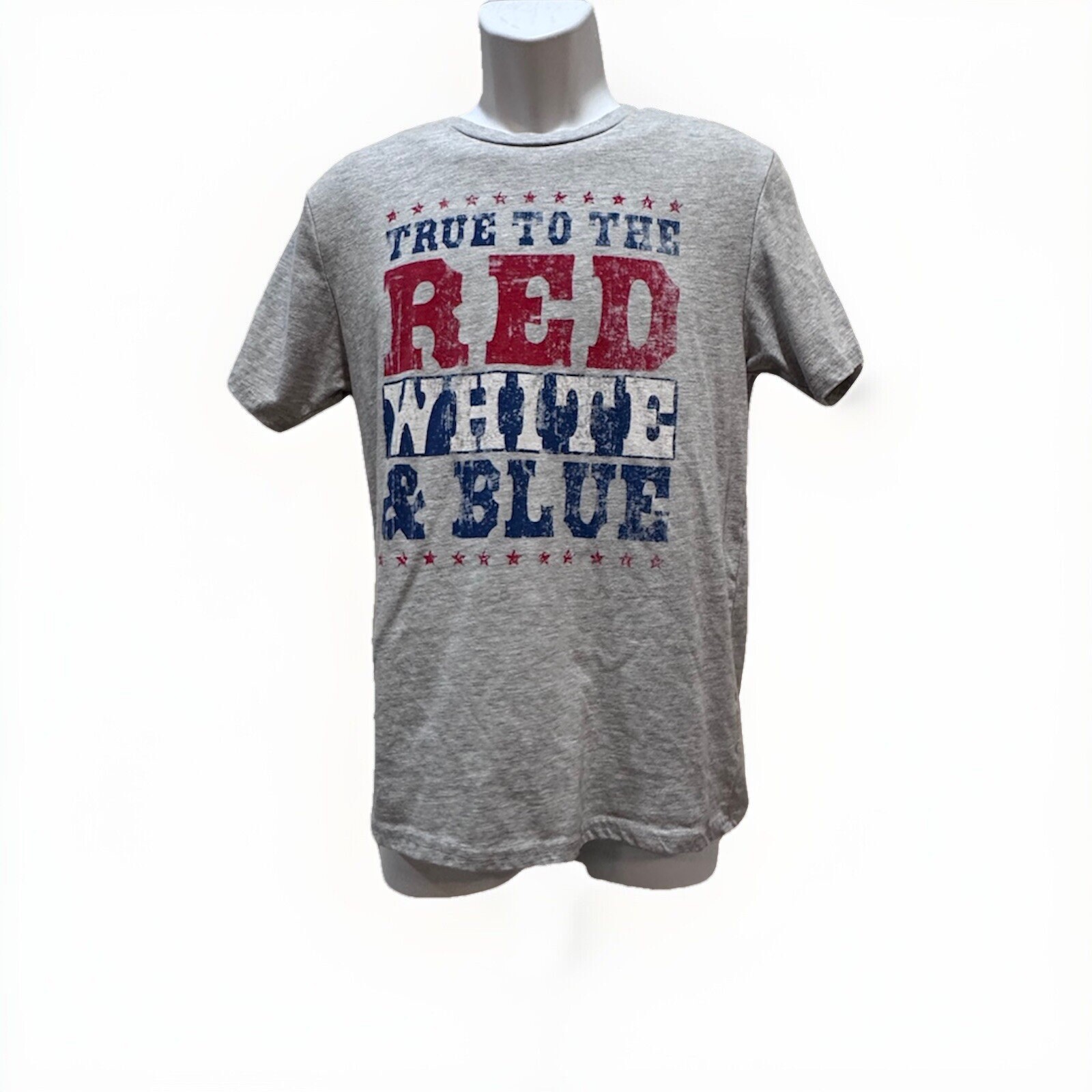 True To Red White Blue Patriotic Mens Medium 38/40 T-shirt Gray