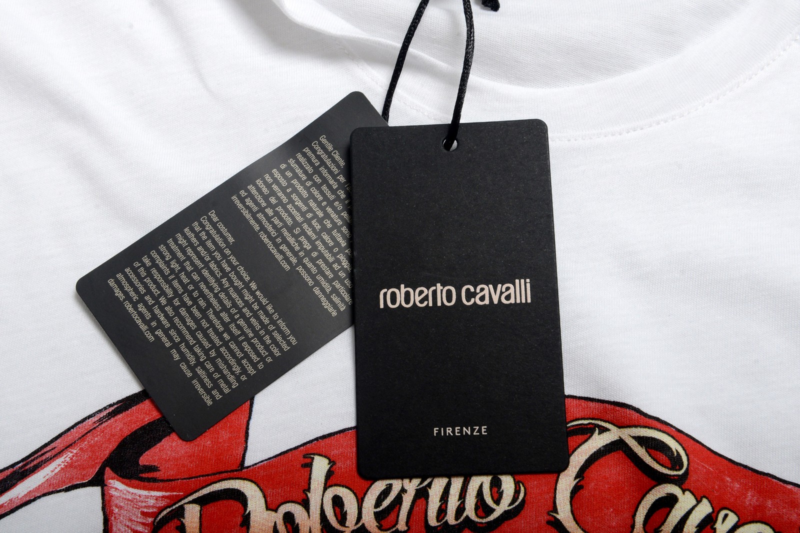Roberto Cavalli Men’s White Graphic Print Crewneck T-Shirt US 2XL IT 56