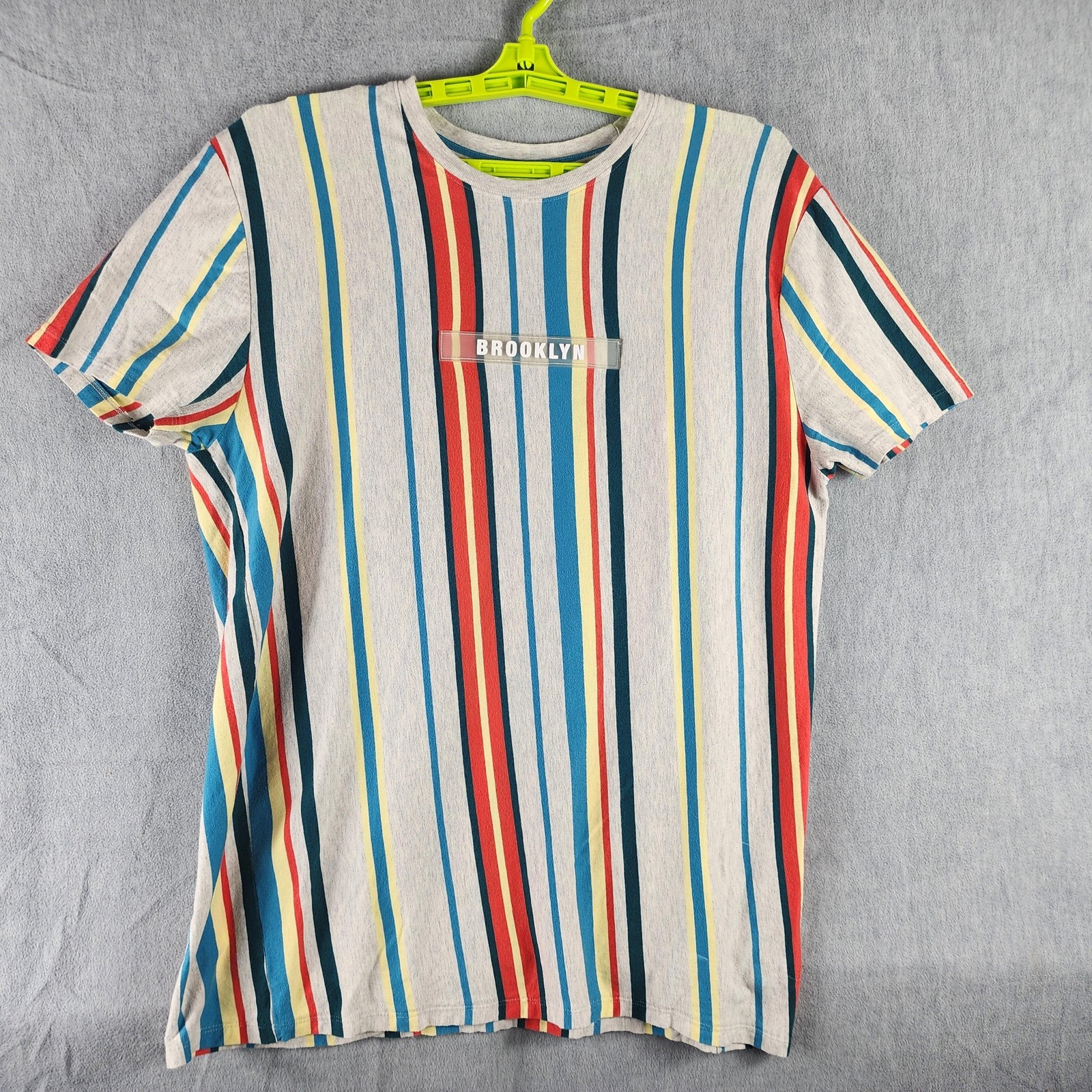 Vox Populi Brooklyn Shirt Mens L Multicolor Stripe Graphic Tee Jersey Knit